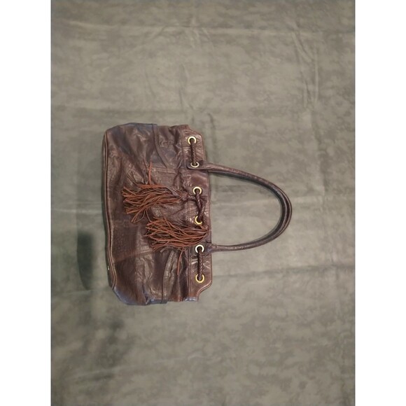 Charles David Leather  Fringed Purse Brown Boho Hippie Cottage Core - Picture 2 of 13